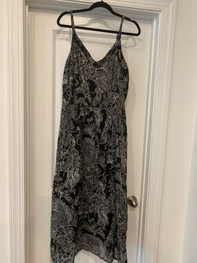 Pretty Pink Black Paisley Maxi Dress 2X cotton long midi